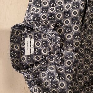 Urban outfitters- patterned satiny blouse size Medium one pocket ptp 22" unisex?